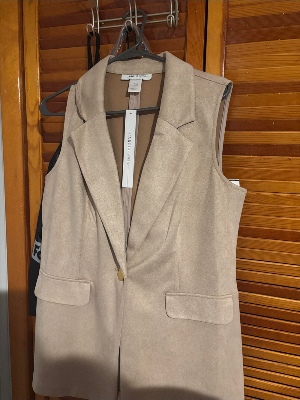 Sleeveless Blazer Vest - Beige
